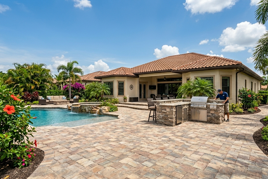 Custom Backyard Waterfall Installation Fort Myers FL