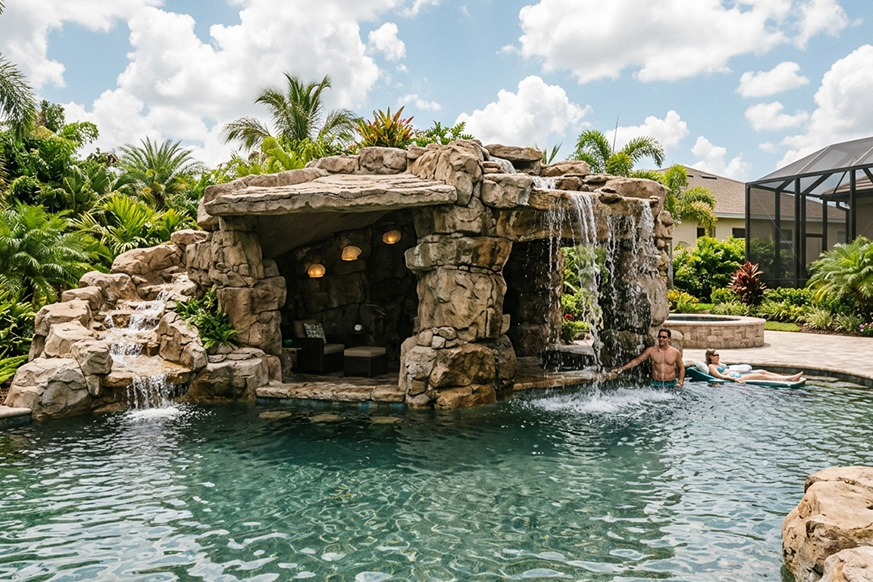 Pool Grotto Installation Fort Myers Florida